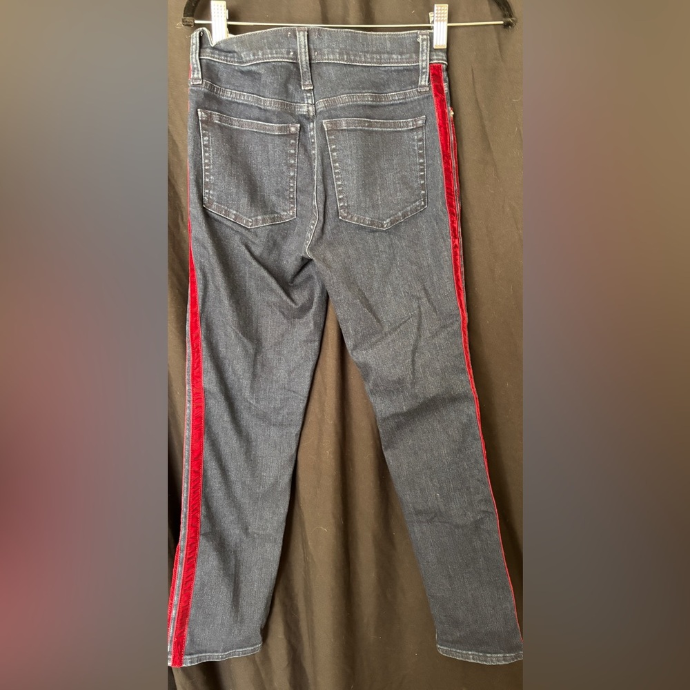 J. Crew Women's Vintage Straight Jeans with Red Velvet Trim Women’s 24 New - Picture 5 of 7